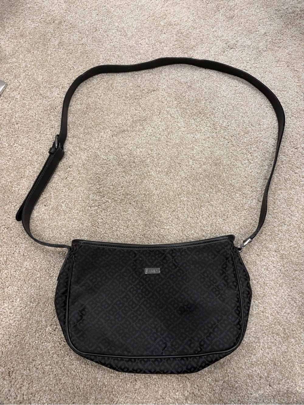 Bally Black Quilted Monogram Crossbody Bag